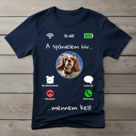 Cavalier King Charles spánieles póló férfiaknak sötétkék színben