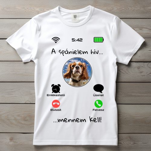 Cavalier King Charles spánieles póló férfiaknak fehér színben