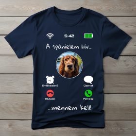 Cocker spánieles póló férfiaknak sötétkék színben