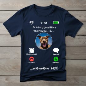 Staffordshire terrieres póló férfiaknak sötétkék színben