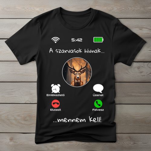 Szarvasos póló férfiaknak fekete színben