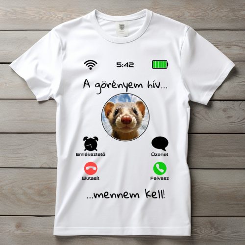 Vadászgörényes póló férfiaknak fehér színben