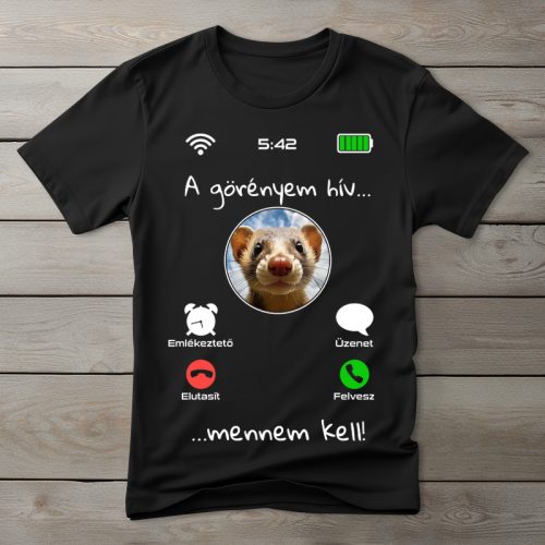 Vadászgörényes póló férfiaknak fekete színben