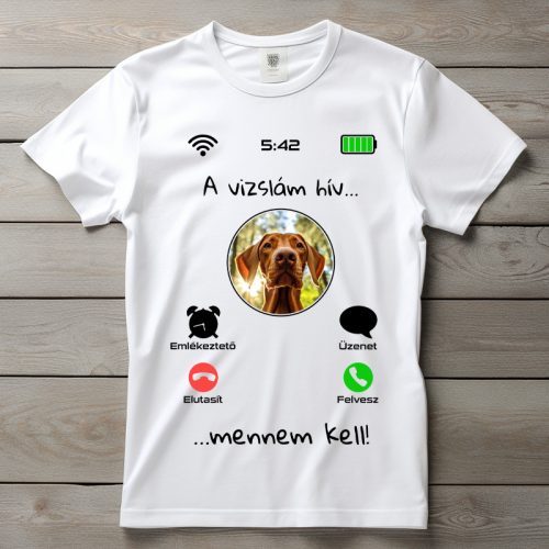 Magyar vizslás póló férfiaknak fehér színben