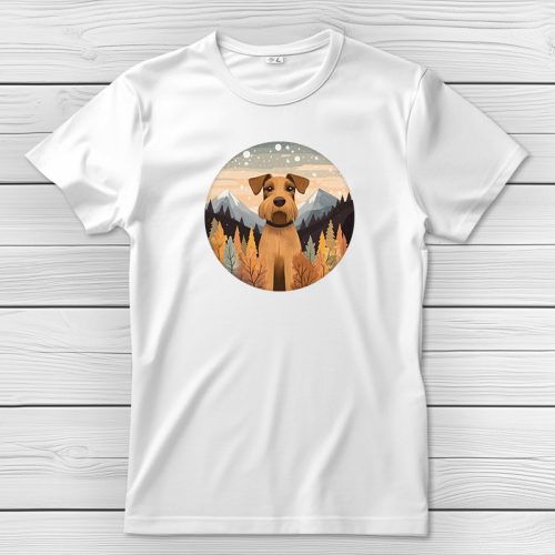 Airedale terrieres póló férfiaknak fehér színben