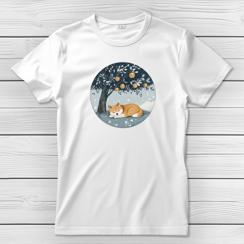 Akitás póló férfiaknak fehér színben