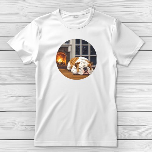 Angol bulldogos póló férfiaknak fehér színben