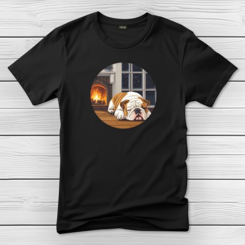 Angol bulldogos póló férfiaknak fekete színben