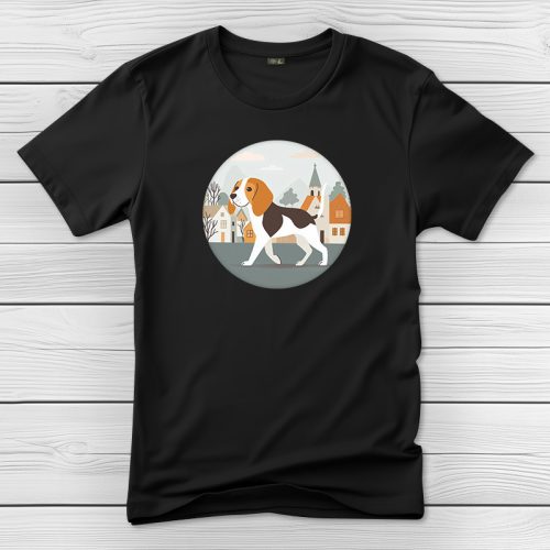 Beagleös póló férfiaknak fekete színben