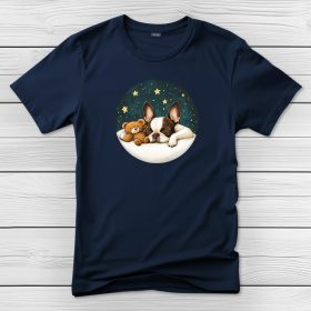 Boston terrieres póló férfiaknak sötétkék színben