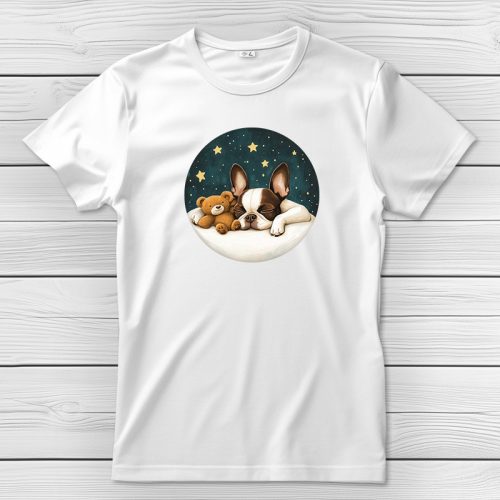 Boston terrieres póló férfiaknak fehér színben