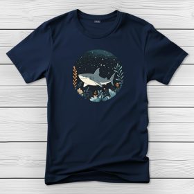 Cápás póló férfiaknak sötétkék színben