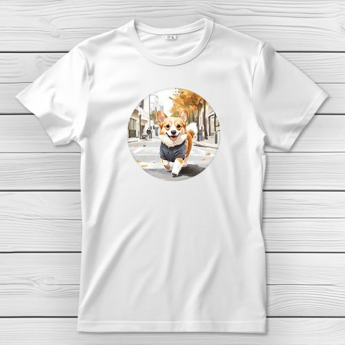 Corgis póló férfiaknak fehér színben