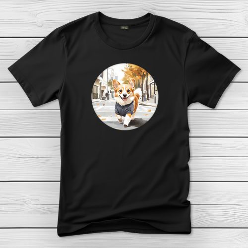 Corgis póló férfiaknak fekete színben