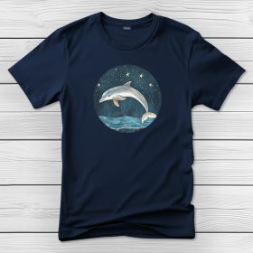 Delfines póló férfiaknak sötétkék színben