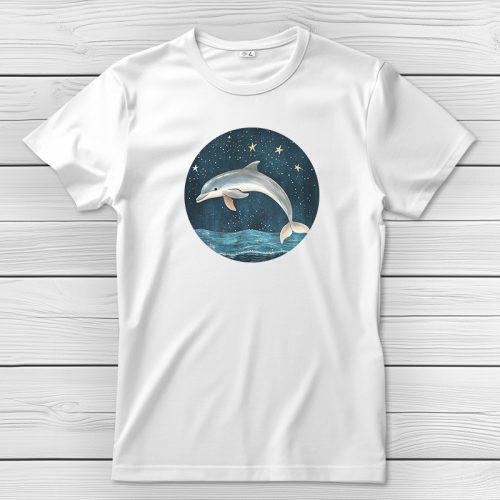 Delfines póló férfiaknak fehér színben