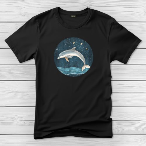 Delfines póló férfiaknak fekete színben