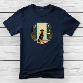 Dobermannos póló férfiaknak sötétkék színben