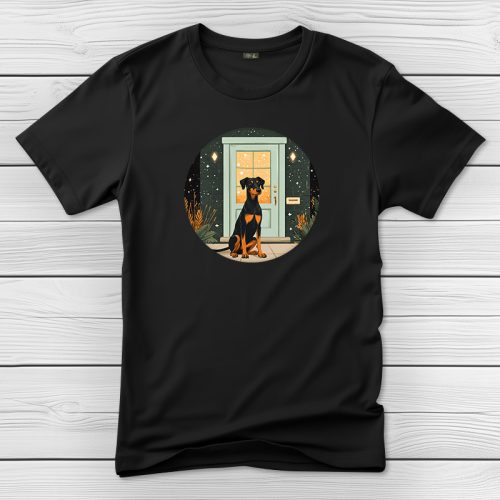 Dobermannos póló férfiaknak fekete színben