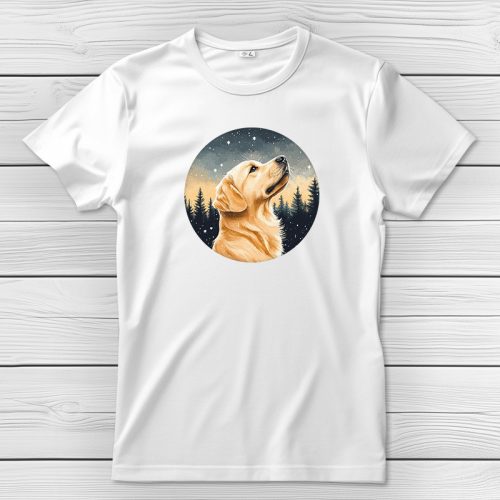 Golden retrieveres póló férfiaknak fehér színben