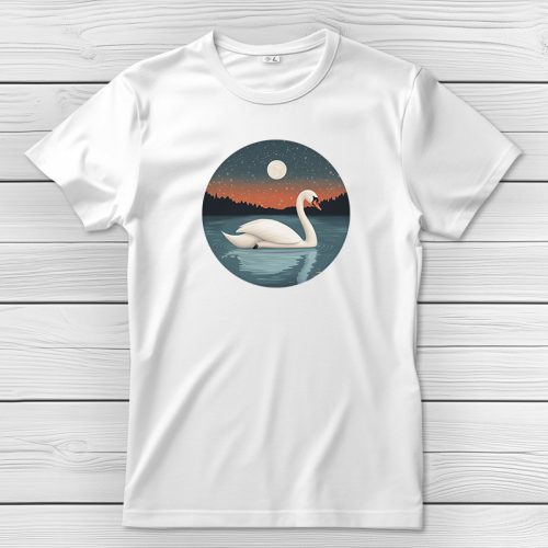 Hattyús póló férfiaknak fehér színben