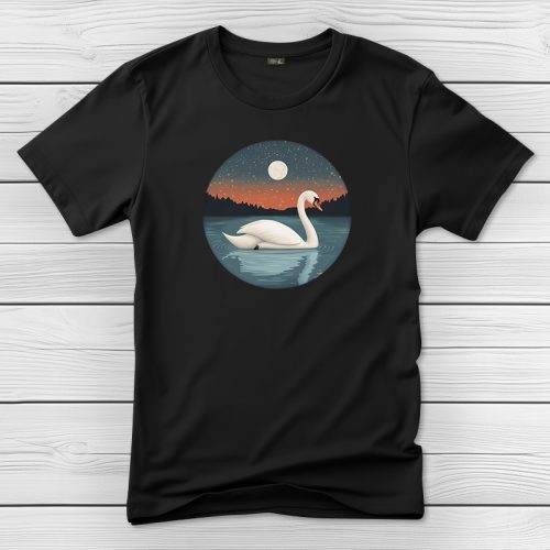 Hattyús póló férfiaknak fekete színben