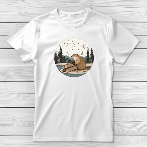 Hódos póló férfiaknak fehér színben