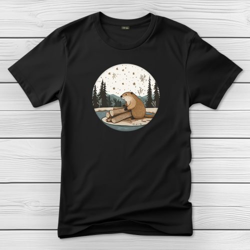 Hódos póló férfiaknak fekete színben