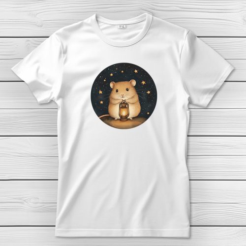 Hörcsögös póló férfiaknak fehér színben