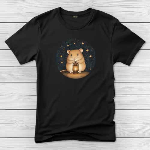 Hörcsögös póló férfiaknak fekete színben