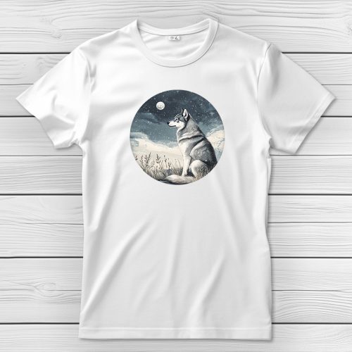 Huskys póló férfiaknak fehér színben