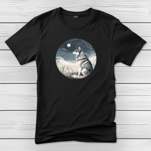 Huskys póló férfiaknak fekete színben