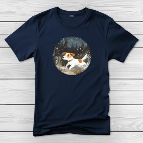 Jack russel terrieres póló férfiaknak sötétkék színben