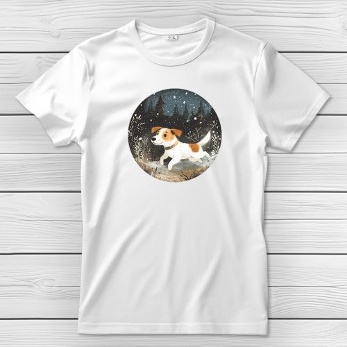 Jack russel terrieres póló férfiaknak fehér színben