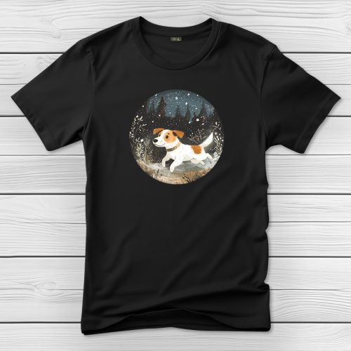 Jack russel terrieres póló férfiaknak fekete színben