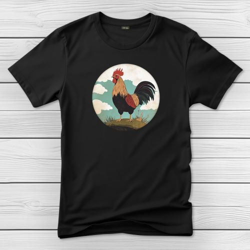 Kakasos póló férfiaknak fekete színben