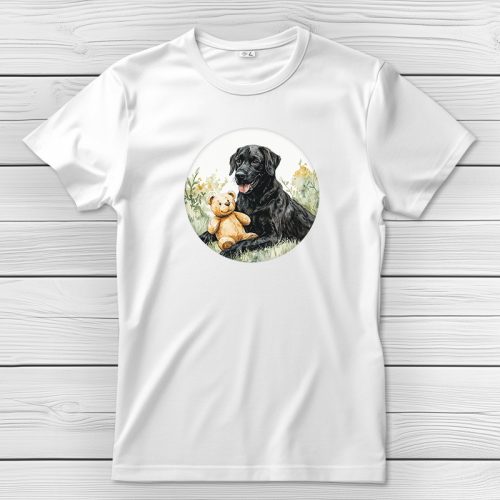 Fekete labradoros póló férfiaknak fehér színben