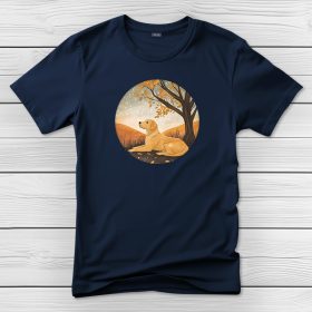 Sárga labradoros póló férfiaknak sötétkék színben