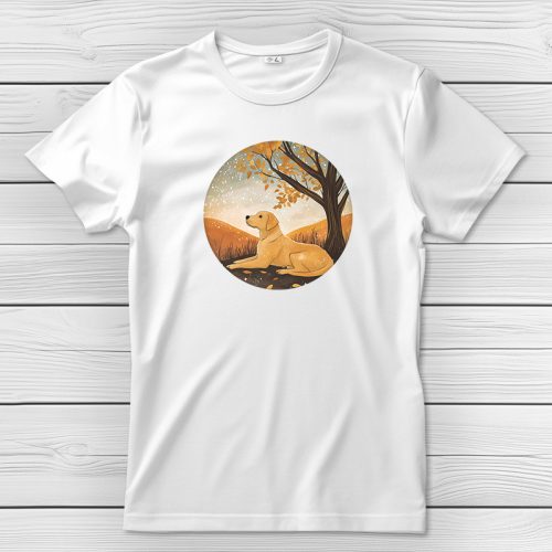 Sárga labradoros póló férfiaknak fehér színben