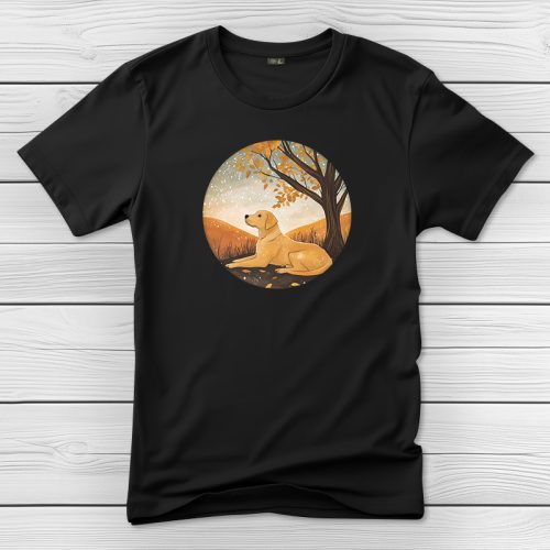 Sárga labradoros póló férfiaknak fekete színben