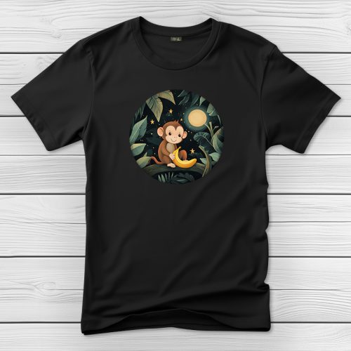 Majmos póló férfiaknak fekete színben