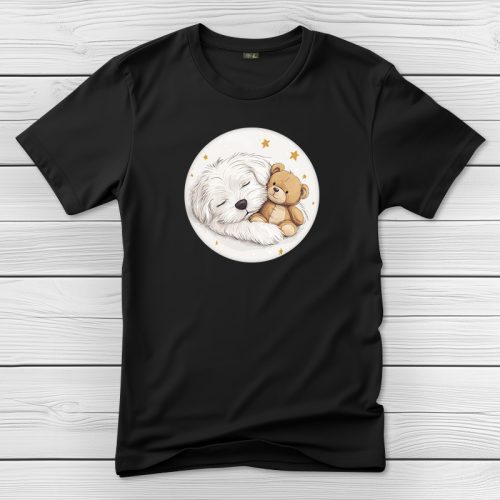 Máltai selyemkutyás póló férfiaknak fekete színben