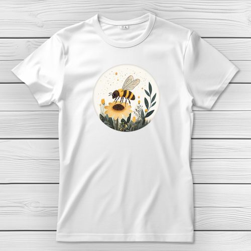 Méhecskés póló férfiaknak fehér színben