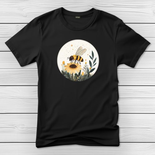 Méhecskés póló férfiaknak fekete színben