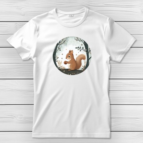 Mókusos póló férfiaknak fehér színben