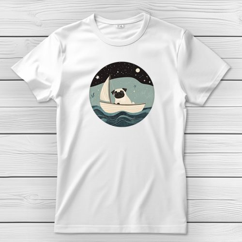 Mopszos póló férfiaknak fehér színben