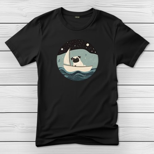 Mopszos póló férfiaknak fekete színben