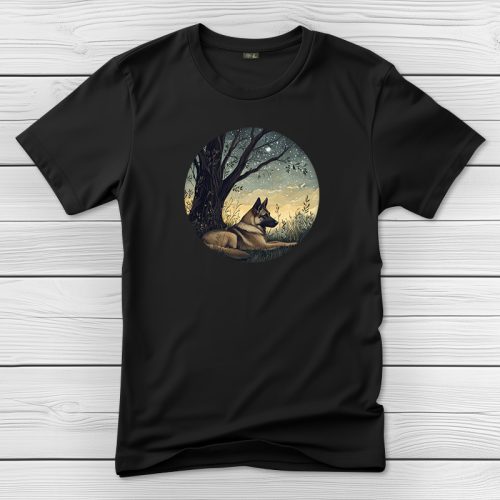 Németjuhászos póló férfiaknak fekete színben