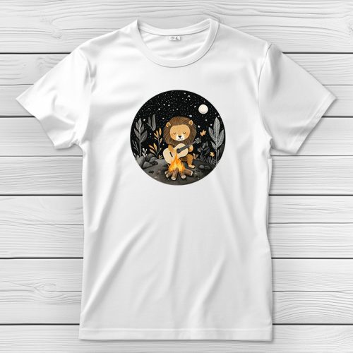 Oroszlános póló férfiaknak fehér színben