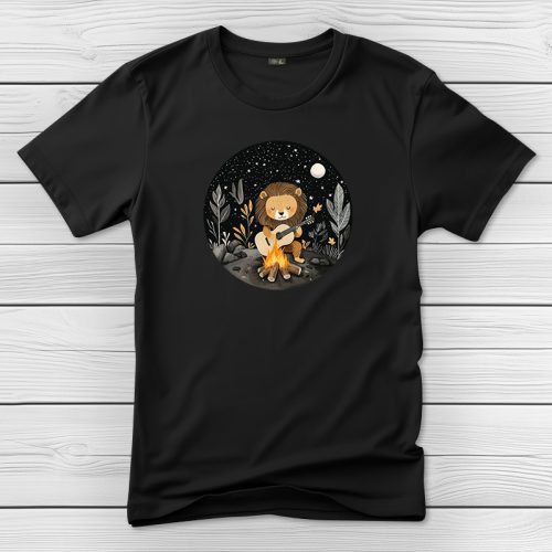 Oroszlános póló férfiaknak fekete színben